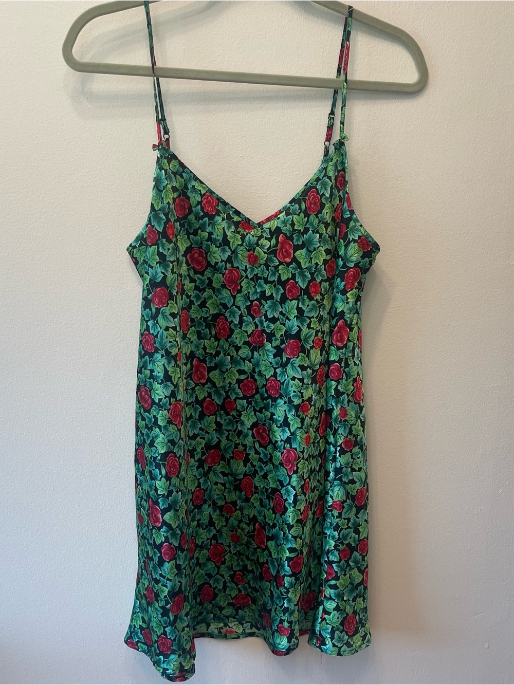 90s Vanity Fair Floral Ivy Satin Slip Dress Sz Large